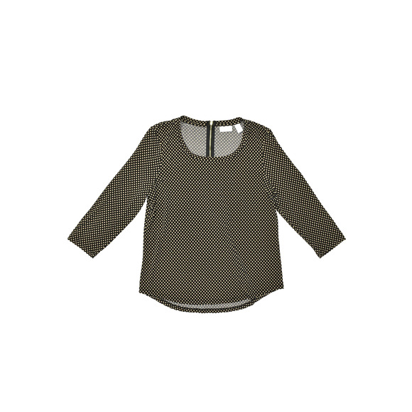 Chico's Polka Dot Top Women's Black & Tan Size 1 Quarter Zip Long Sleeve - Picture 1 of 8